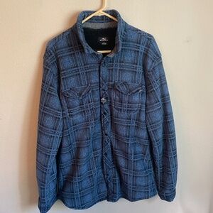 O'NEILL Blue Plaid Fleece Jacket XL